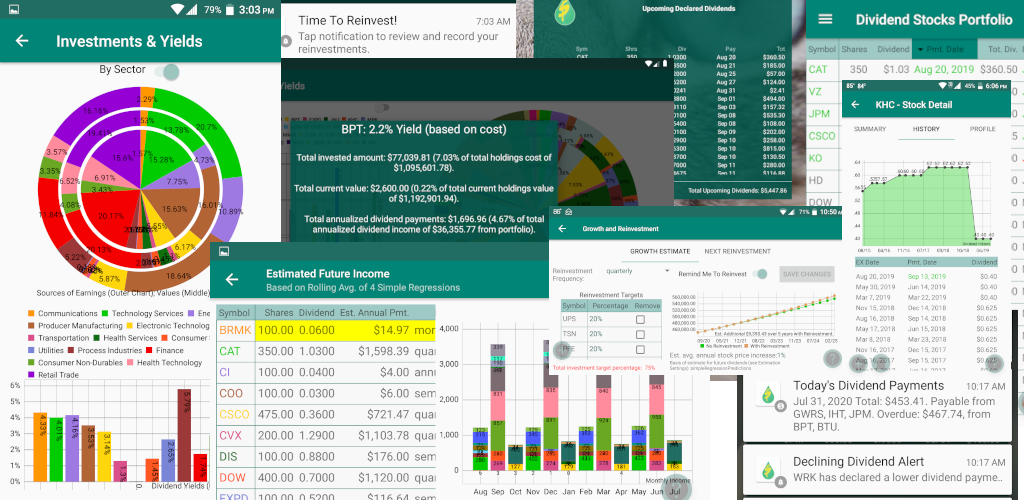 Dividend Investor - screenshots collage
